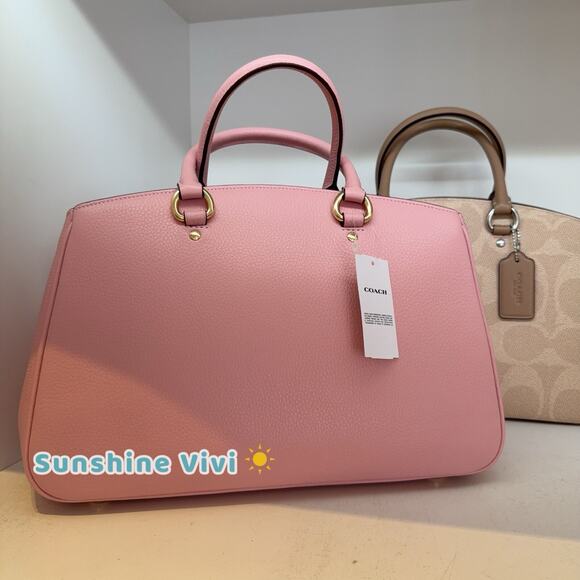 NWT Coach Savannah Leather Carryall Satchel Bag Gold/Powder Pink CAL56 - Picture 9 of 11